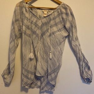 Sundance Bohemian Tunic with Tassels, Lace, Long Sleeves, Long Back size Large